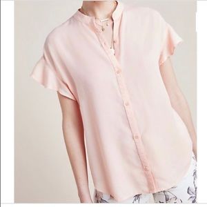 Anthropologie Cloth & Stone light orange button front blouse size XS